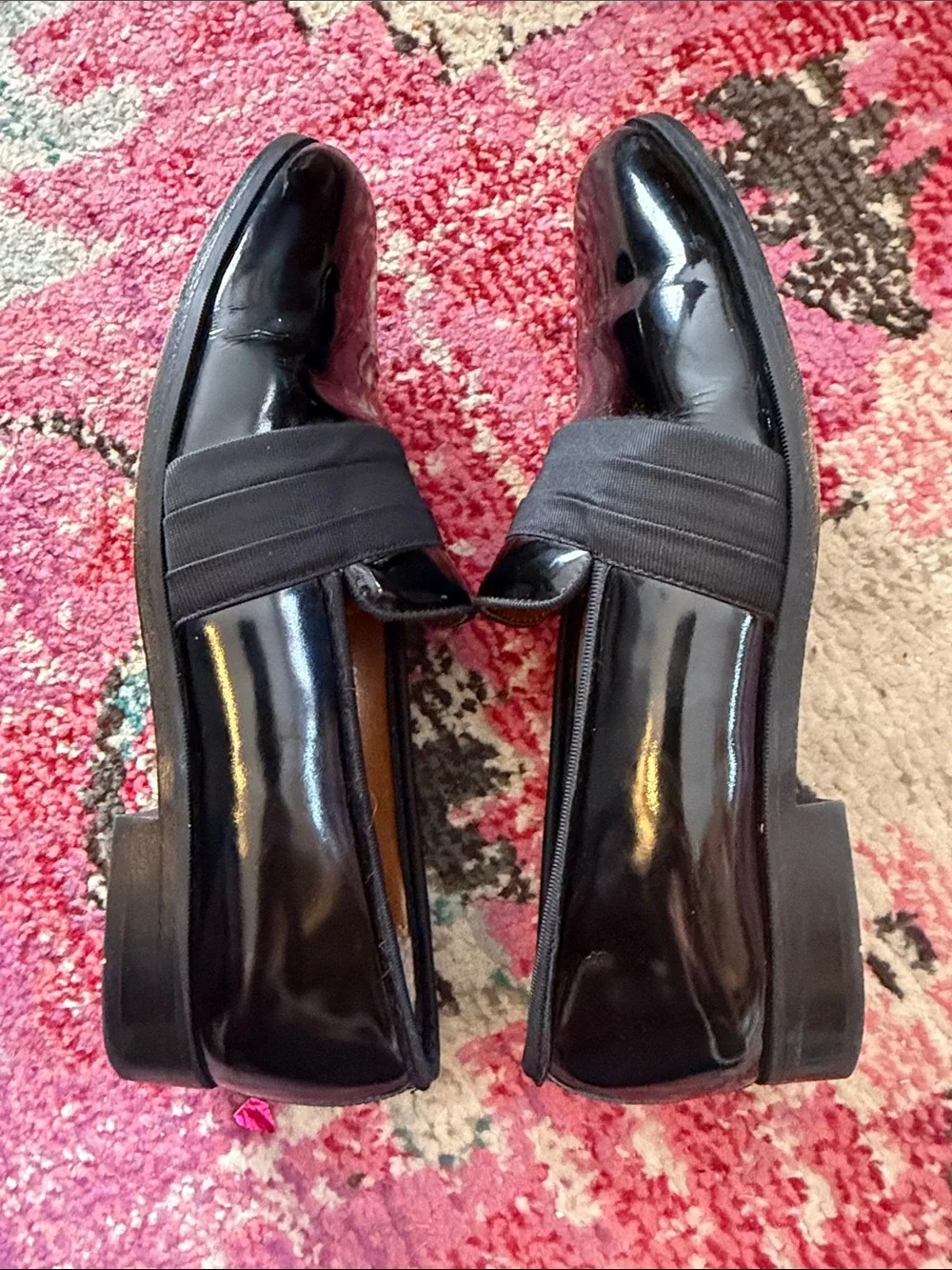 Stacy Adams Black Patent Leather Slip-On Loafers with Elastic Band